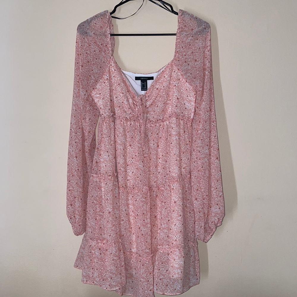 Pink floral flowy dress